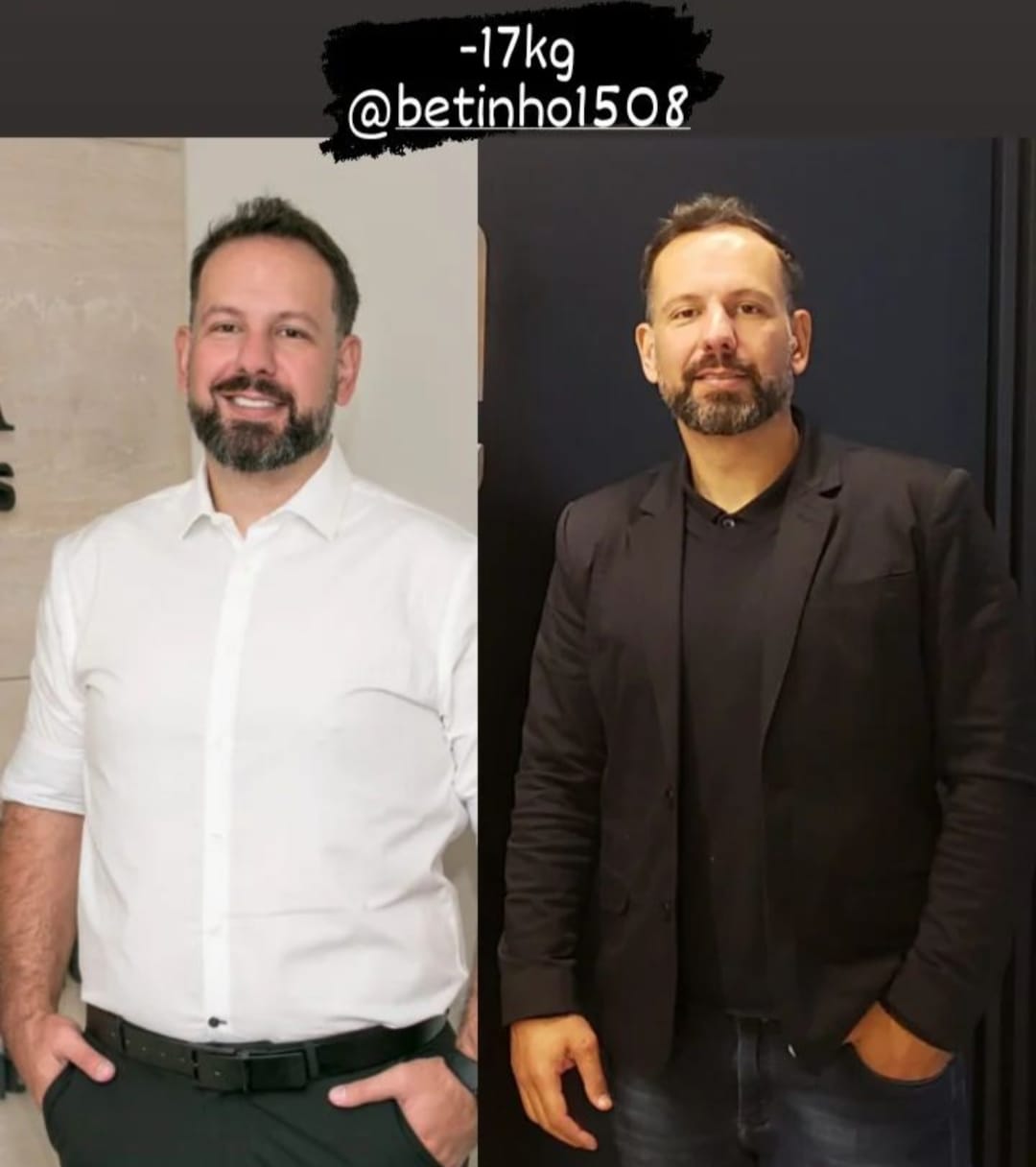 Aluno antes e depois, 17 kg a menos