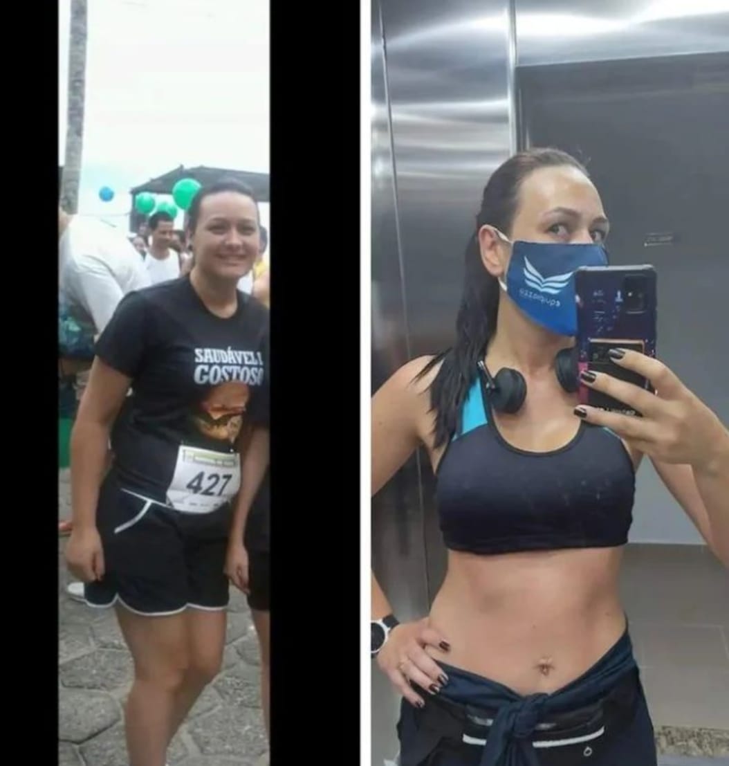 Aluna antes, em uma prova, e depois